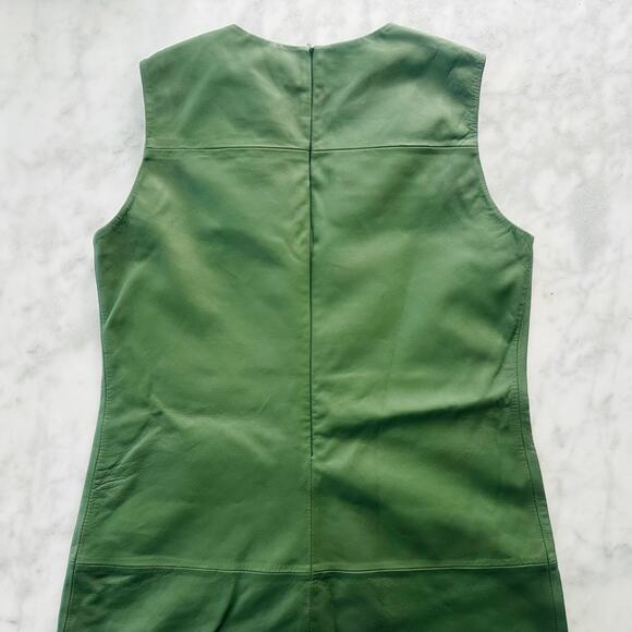 Bod & Christensen Destiny Leather Shift Dress Matte Green NEW Size Medium - Picture 9 of 10